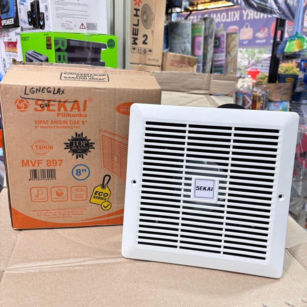 Sekai Exhaust Fan Hexos Fan Kipas Angin Dak Sekai 8inch MVF-897