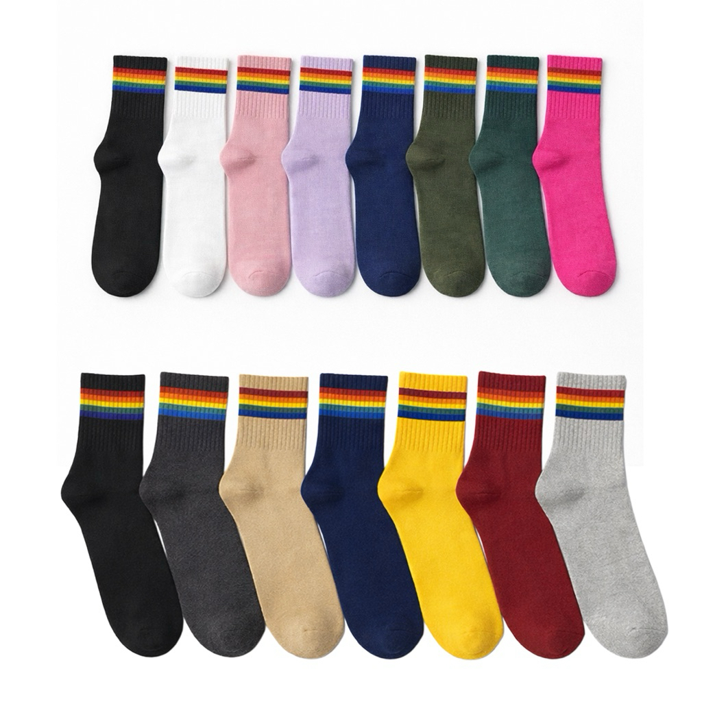 kaos kaki pendek sport pelangi all varian warna cewek cowok - Melati Sock