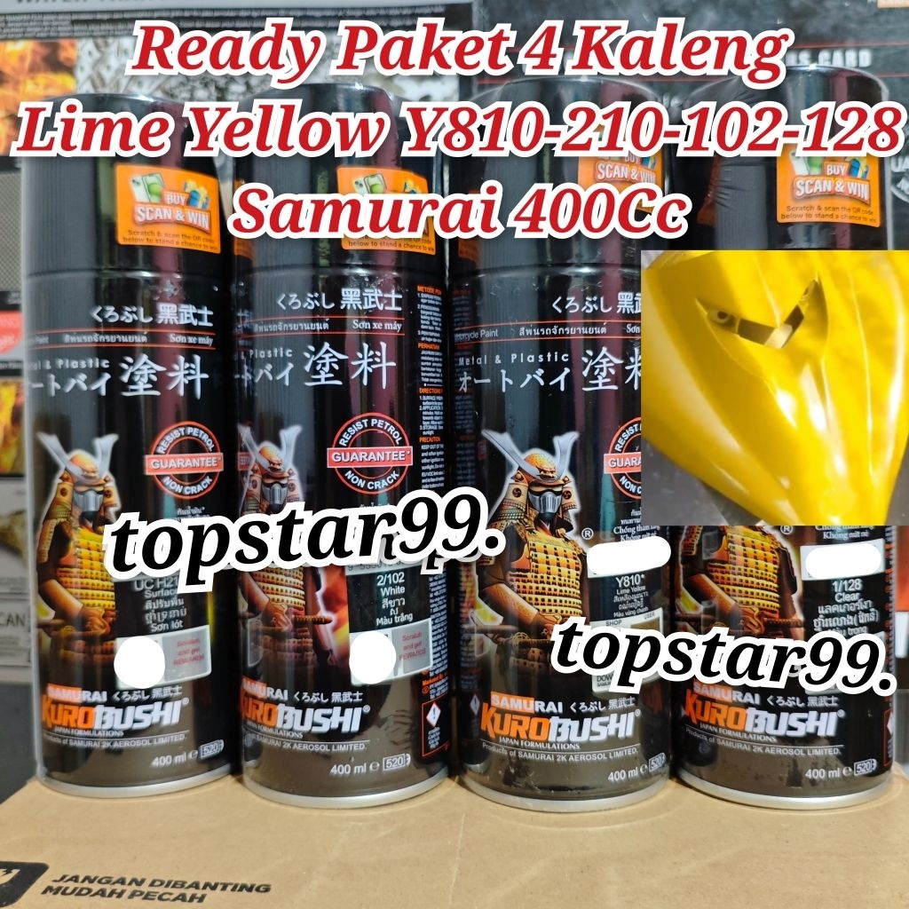 Pilok Pylox Cat Samurai Paket 4 Kaleng Lime Yellow Y810 810 Kuning Cerah Metalik Epoxy Surfacer UC H