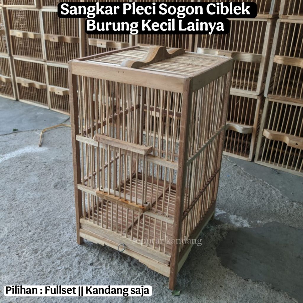 Sangkar Kotak Pleci Helopet Kolibri Sogon sangkar Burcil Kotak  Bahan Kayu Jati Ruji Bambu 3mm (Baca