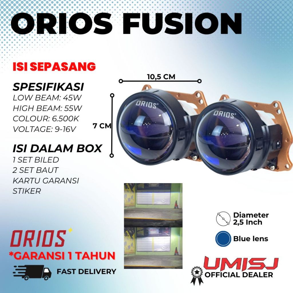 Lampu Proji Biled Orios Fusion 2,5inc 6700k Original / Lampu Proji Biled / Lampu Orios