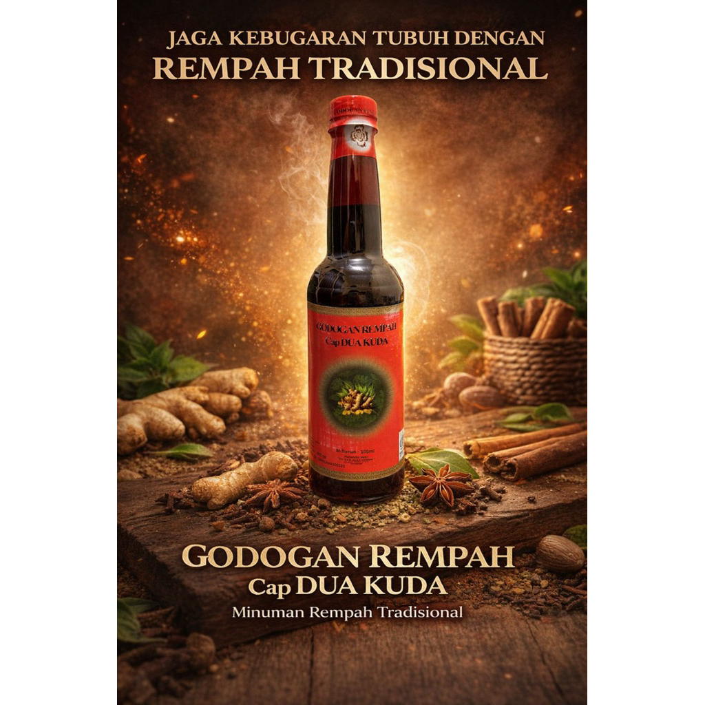 Jamu Godogan Rempah Asam Urat Cap Dua Kuda Merah ( Kemasan Baru Tangkur)