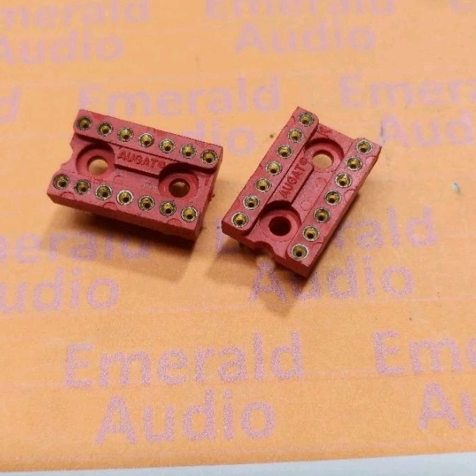 Soket IC Dip 14Pin Bulat/Socket IC Dip 14kaki 7x2 Model Bulat Merah