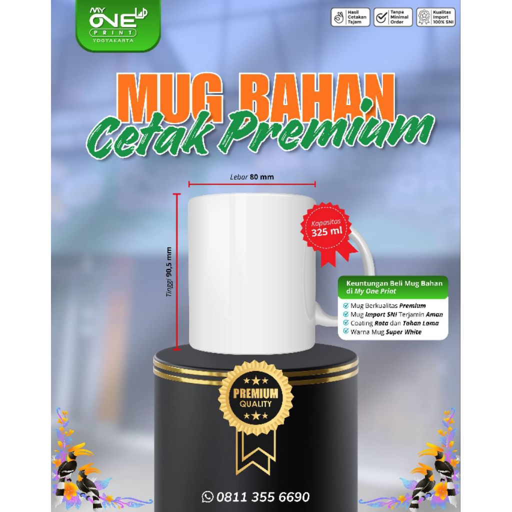 Bahan Mug Coating Putih Polos SQ One