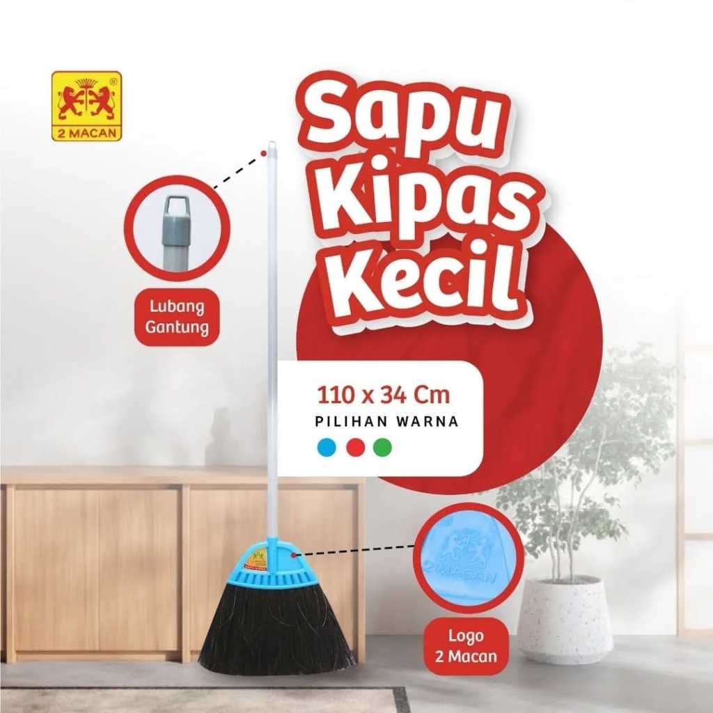 Sapu Kipas Kecil Lantai Ijuk Kipas Kecil 2 Macan Asli
