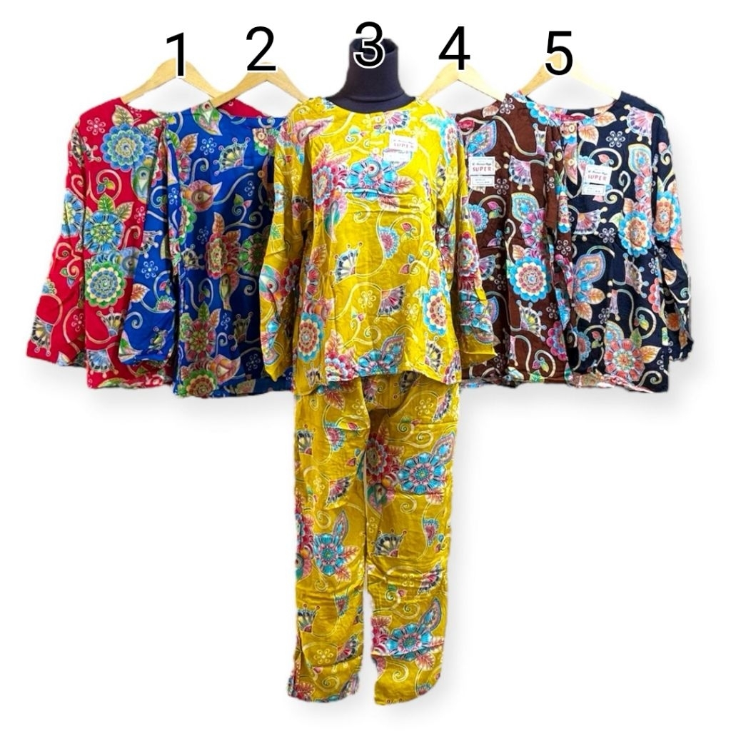 Setelan Kencana Ungu Label Merah Celana Panjang Lengan Panjang