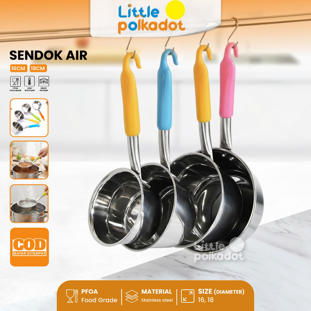 Littlepolkadot Sendok Air Stainless Steel 16cm 18cm Panci Mie Gagang Warna Warni Panci Susu Milk Pot