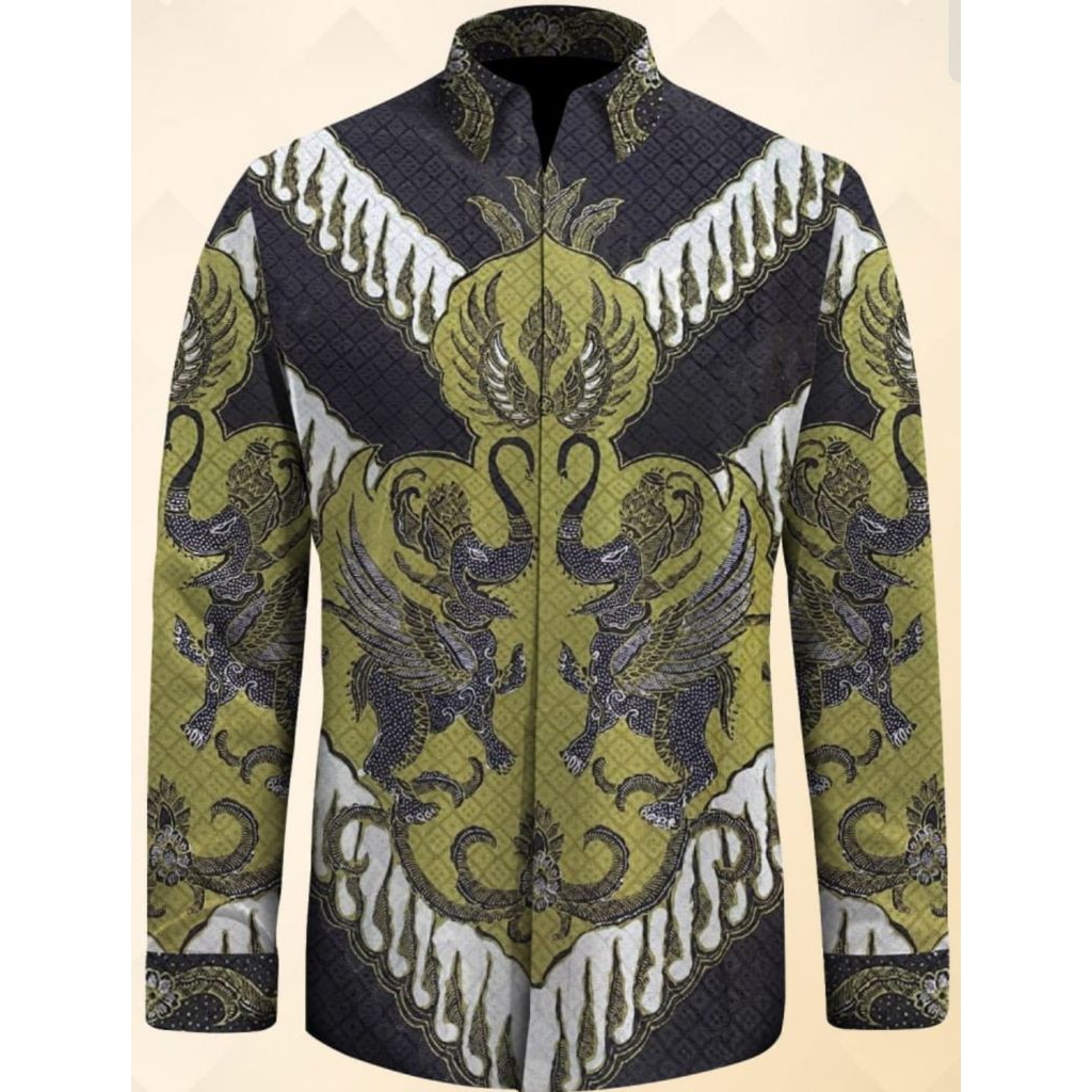 kain batik tulis pria bahan sutera warna hijau lime. kain batik