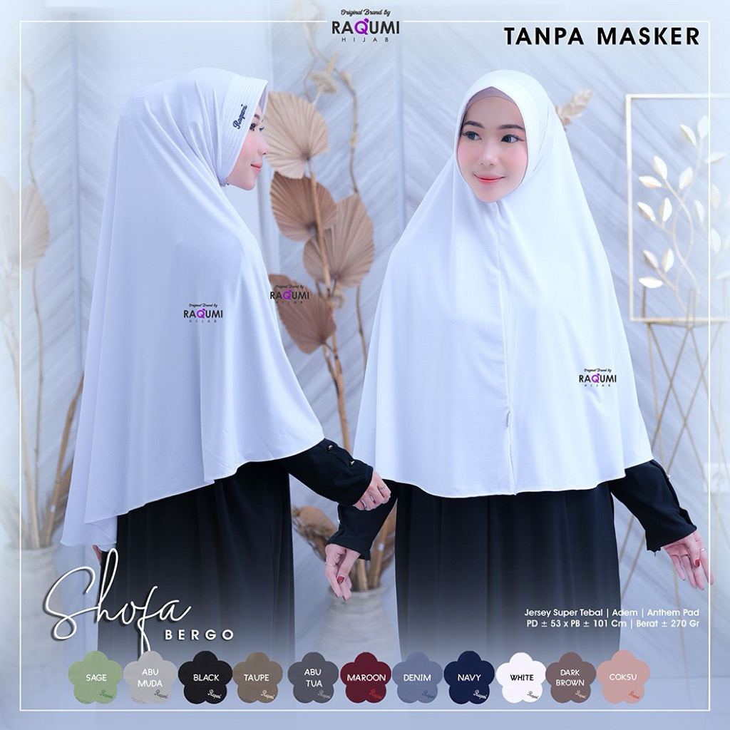 Shofa Bergo Cadar Original Raqumi Hijab Instan Jersey Super Original Raqumi Shofa Bergo Cadar Raqumi