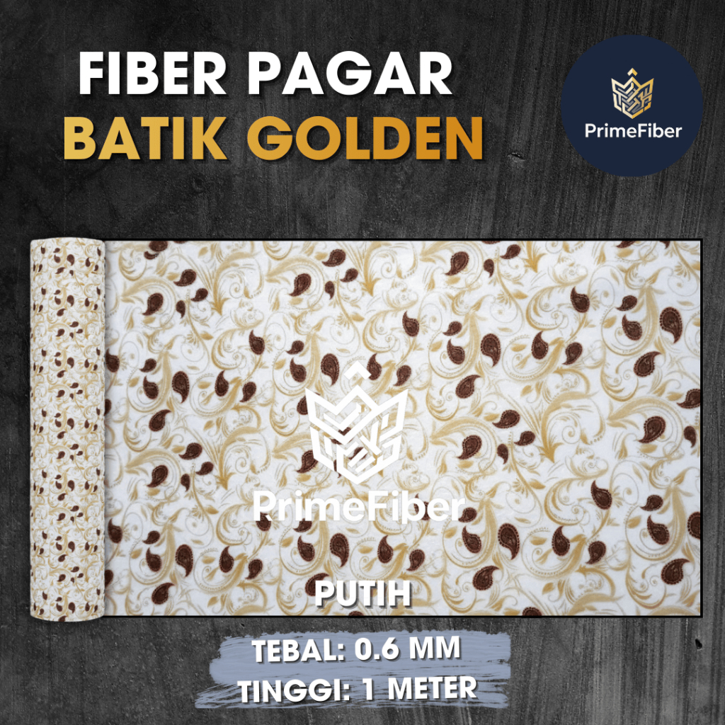 Juarastoree_ Fiber Pagar Motif Batik Golden - Ketebalan 0.6Mm 4 Warna Fiber Plastik Penutup Pagar