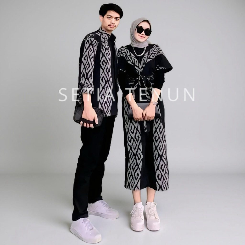 Baju Tenun Set Couple Kemeja Casual Pria Gamis Clara Wanita Baju Couple Kekinian Baju Lebaran Baju K
