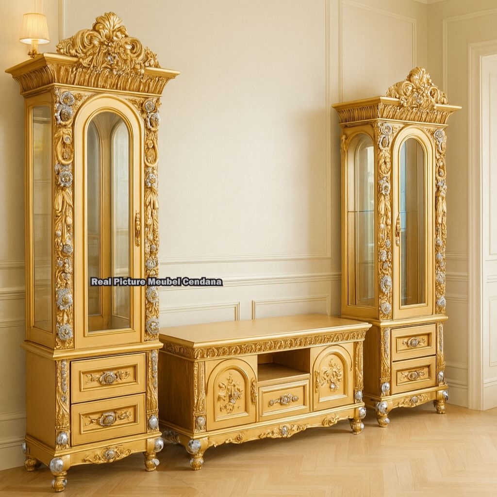 Buffet Ukir Klasik Mewah Buffet Tv Mewah Asli Kayu Jati Buffet Tv Klasik Premium Buffet Meja Tv Kayu