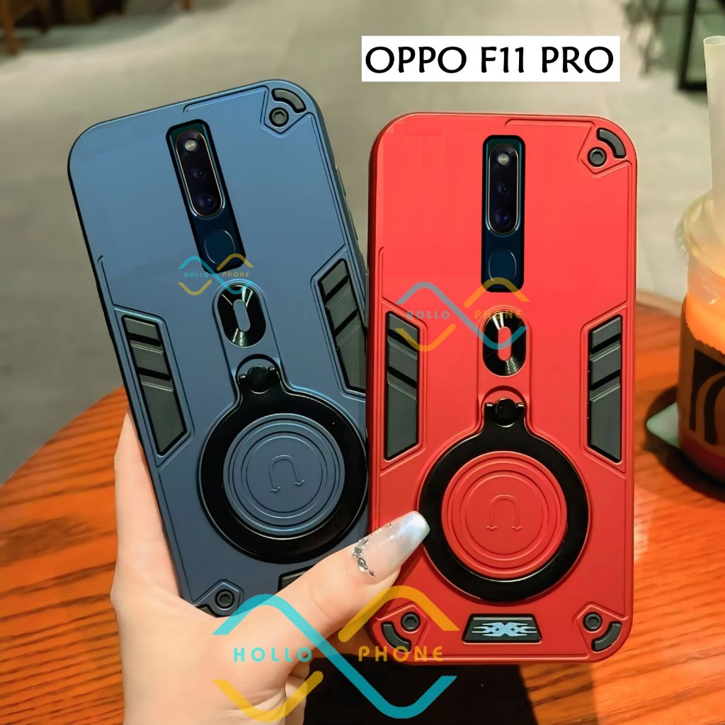 Casing Hp Untuk Oppo F11 Pro Case Robot Fiber Ring 360 Ring Case Pro Camera Cover Ponsel