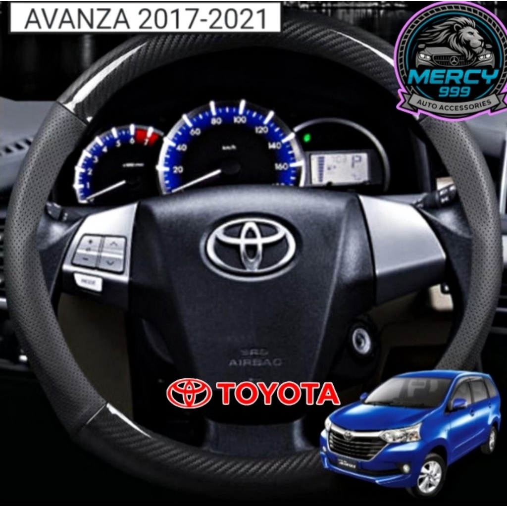Cover Sarung Stir Setir Kulit Karbon Carbon Mobil Toyota Avanza 2017 2018 2019 2020 2021 Premium