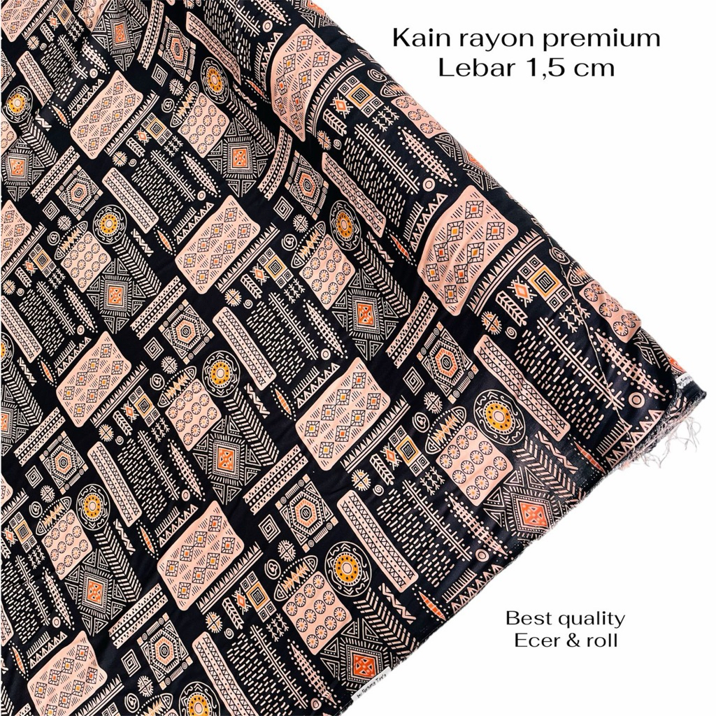 kain katun rayon viscose motif abstrak premium /kain arahan kemeja (0.5meter)