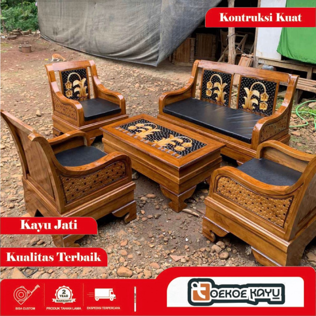 kursi tamu kayu jati , kursi ruang tamu model semut