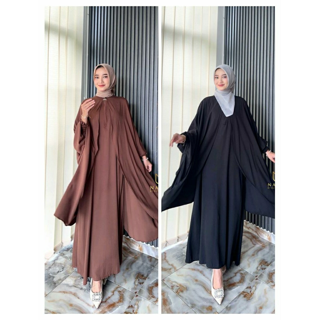 DRESS GAMIS SET CARDIGAN ELSYRA ORIGINAL BY BUTIK NAYLA TERBARU DESEMBER gamis remaja dewasa muslima