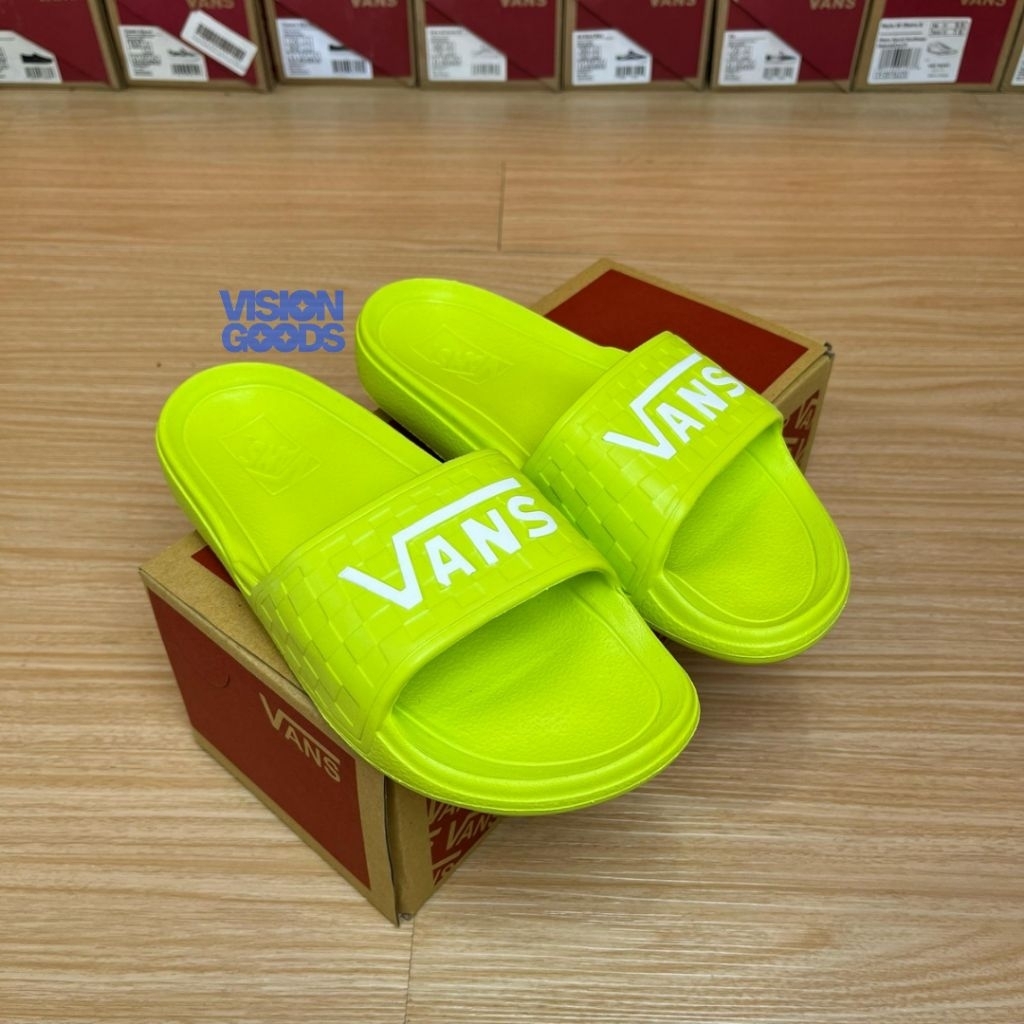 Sendal Vans Slide On Emboss Lime Green Original