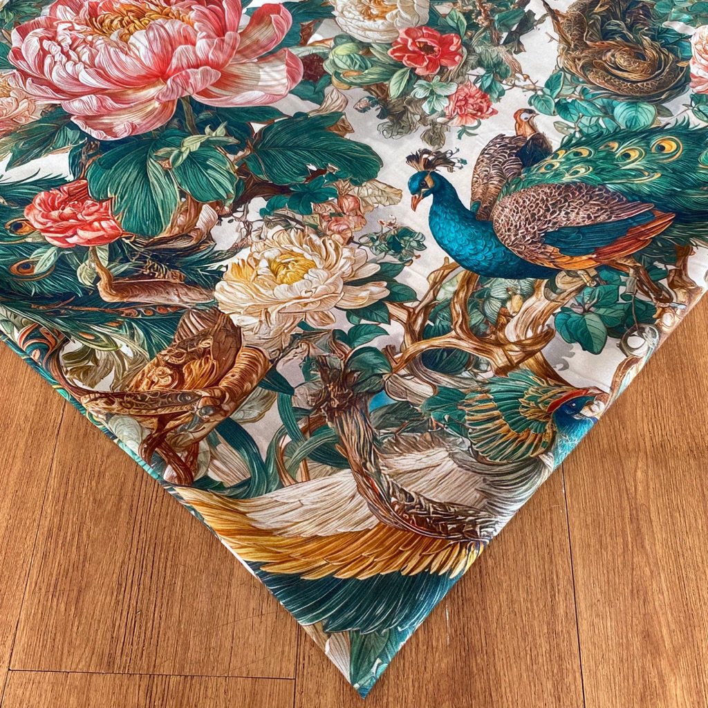 bahan kain katun rayon viscose motif burung merak/rayon premium motif terbaru