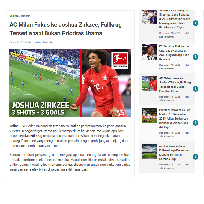 Blog Berita Sepakbola Siap Pakai + SEO Friendly (Boladigi)