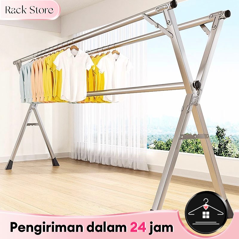 SUS 304 Jemuran Baju Lipat Jemuran Pakaian Stainless Steel Jemuran Hanger Portable