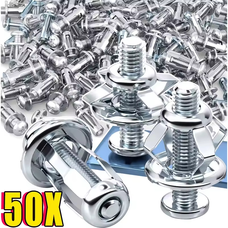 Isi 50 Pcs Baut Tanam Expansion Screw Petal Screw Jack Nuts Rivet Ukuran 4mm M4 5mm M5 6mm M6