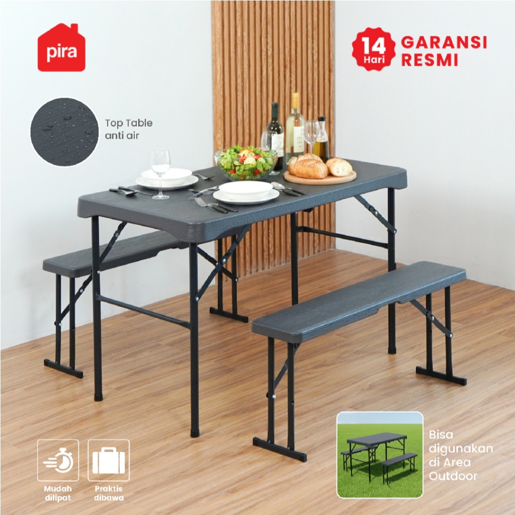 Pira - Folda FD108 BC W Set Meja Lipat Outdoor / Meja Serbaguna / Meja Piknik / Meja Makan