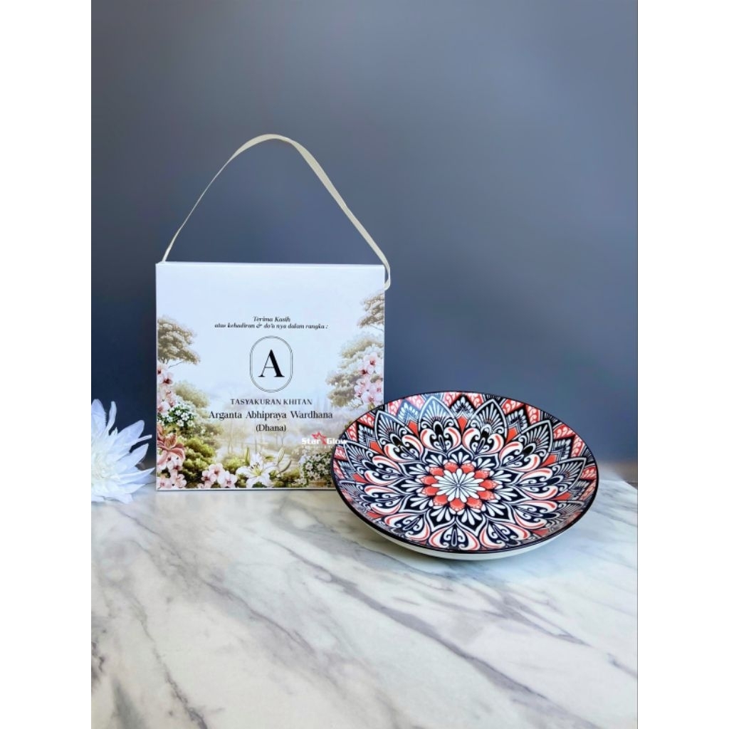 SOUVENIR PIRING/BOX CUSTOM/PIRING KERAMIK /SOUVENIR KHITAN/SOUVENIR ULTAH/SOUVENIR WEDDING