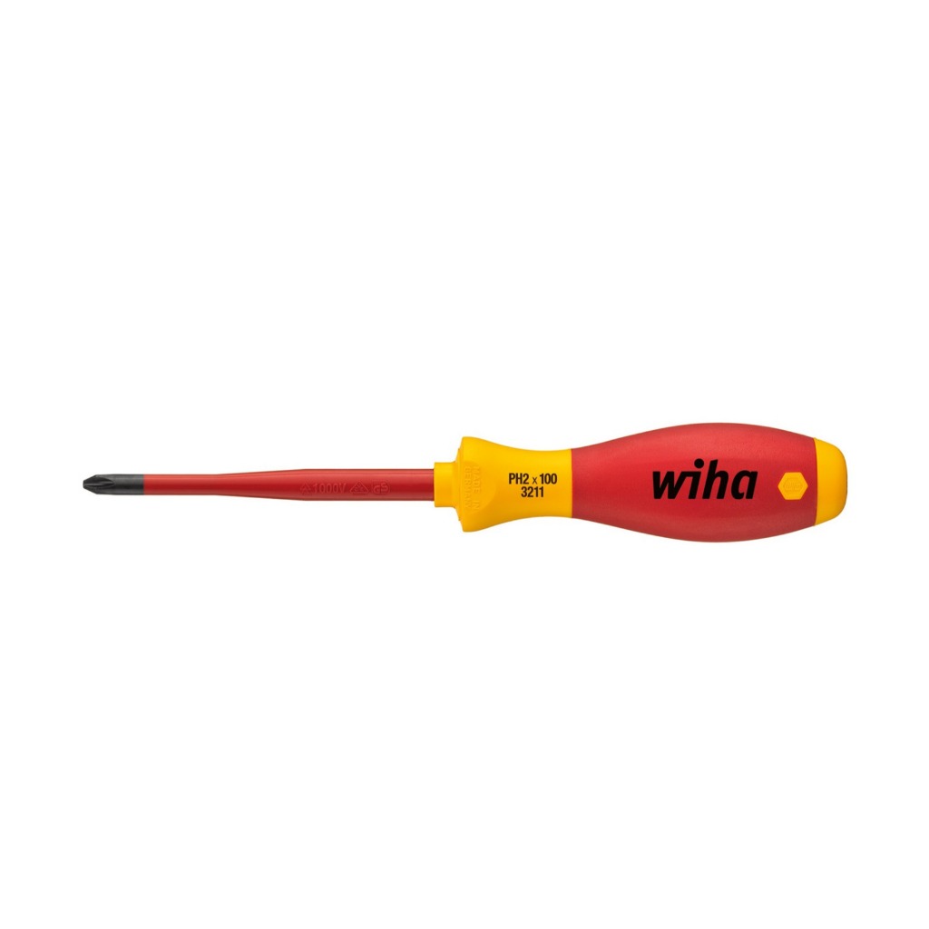 Obeng WIHA 3211 softFinish Electric SlimFit Slotted Screwdriver 1000 V - Obeng Wiha original