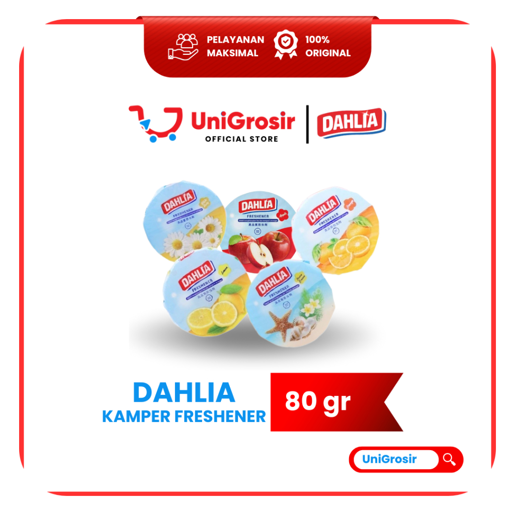 [UniGrosir] Dahlia Kamper Freshener Kapur Barus Ocean Apple Orange Lemon Blossom Refill 80g Pengharu