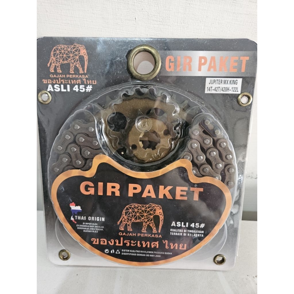 GIR PAKET KOMPLIT TAMBAH RANTAI THAI ORIGIN ASLI JUPITER MX KING 42T 14T 428H 122 L THAI ORIGIN ASLI
