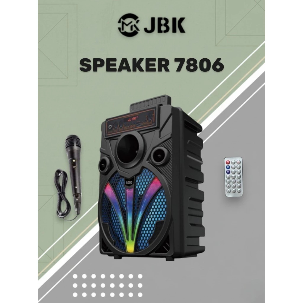 SPEAKER BLUETOOTH KARAOKE LED JBK 7806 BONUS REMOTE MICROPHONE KARAOKE
