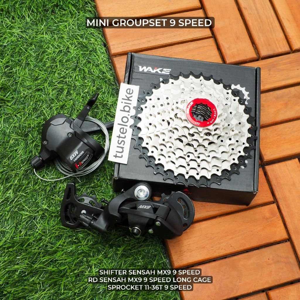 Mini Groupset Sensah MX9 Shifter RD Sprocket 9 Speed Sepeda Lipat MTB Commuter Minivelo