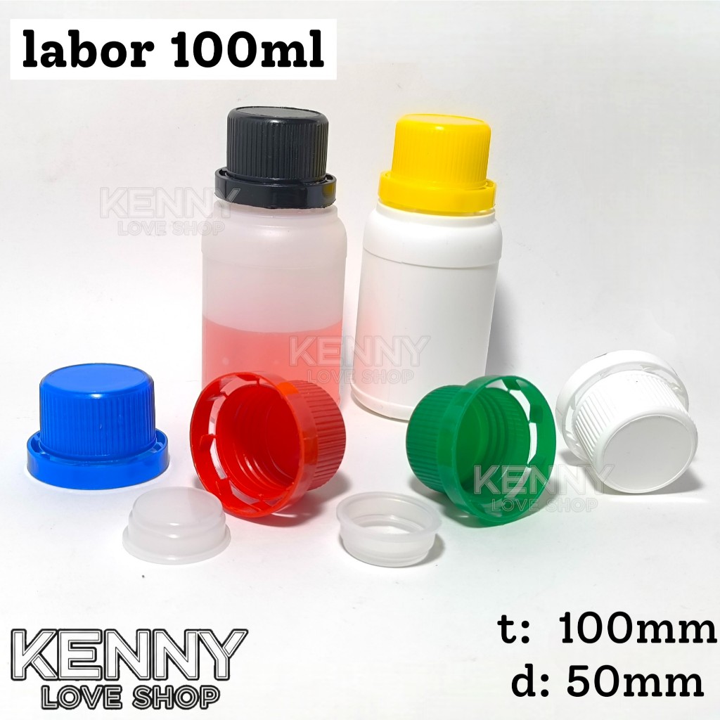 Botol LABOR 100 ml agro Pert 100ml Plastik HDPE pupuk Bulet solid cc putih bening