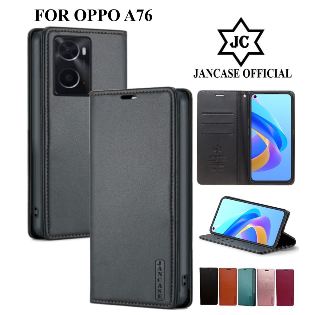 jancase oppo a76 cover hp model dompet multi fungsi flip case walet leather