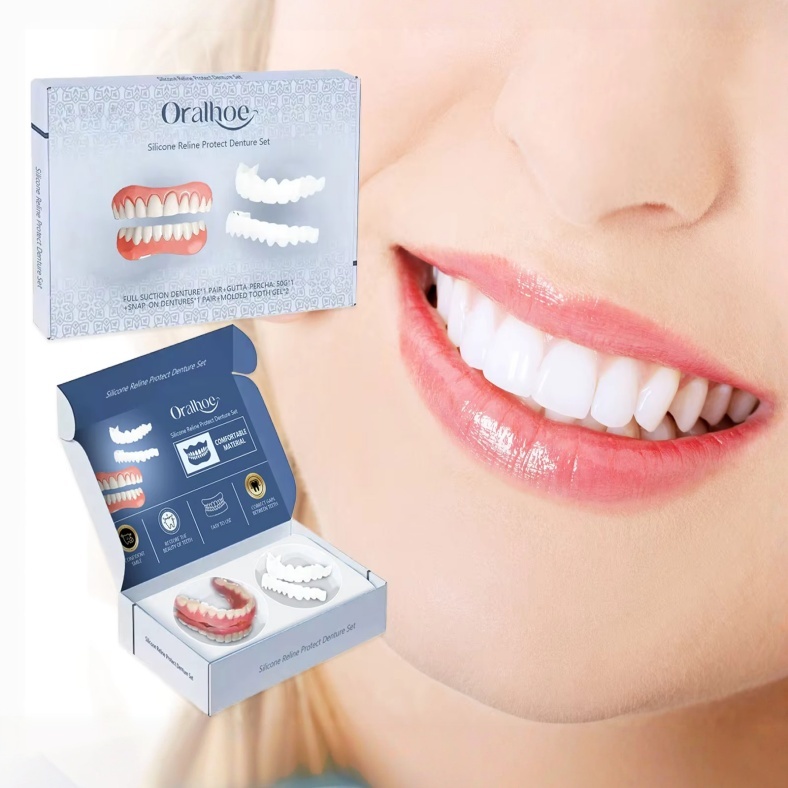 Gigi palsu estetik Gigi palsu lepas pasang Gigi palsu instan atas bawah Penampilan gigi alami Nyaman