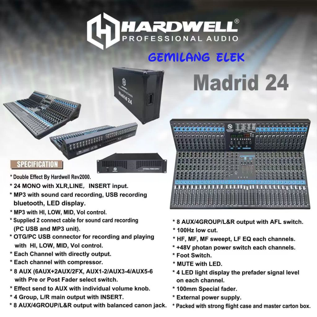 Mixer Audio HARDWELL MADRID 24 Original 24 Channel