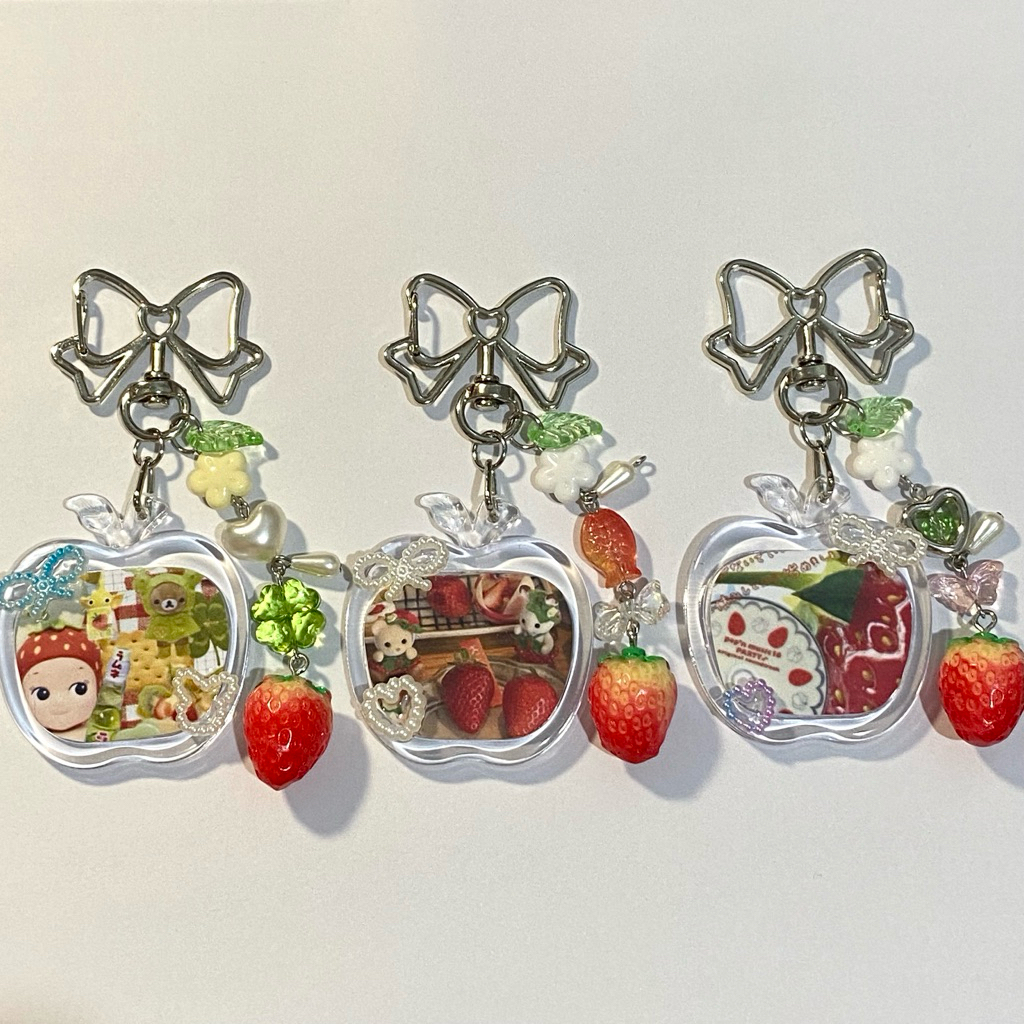 (sonny angel) deco apple frame acrylic beads keychain | gantungan frame dekorasi akrilik