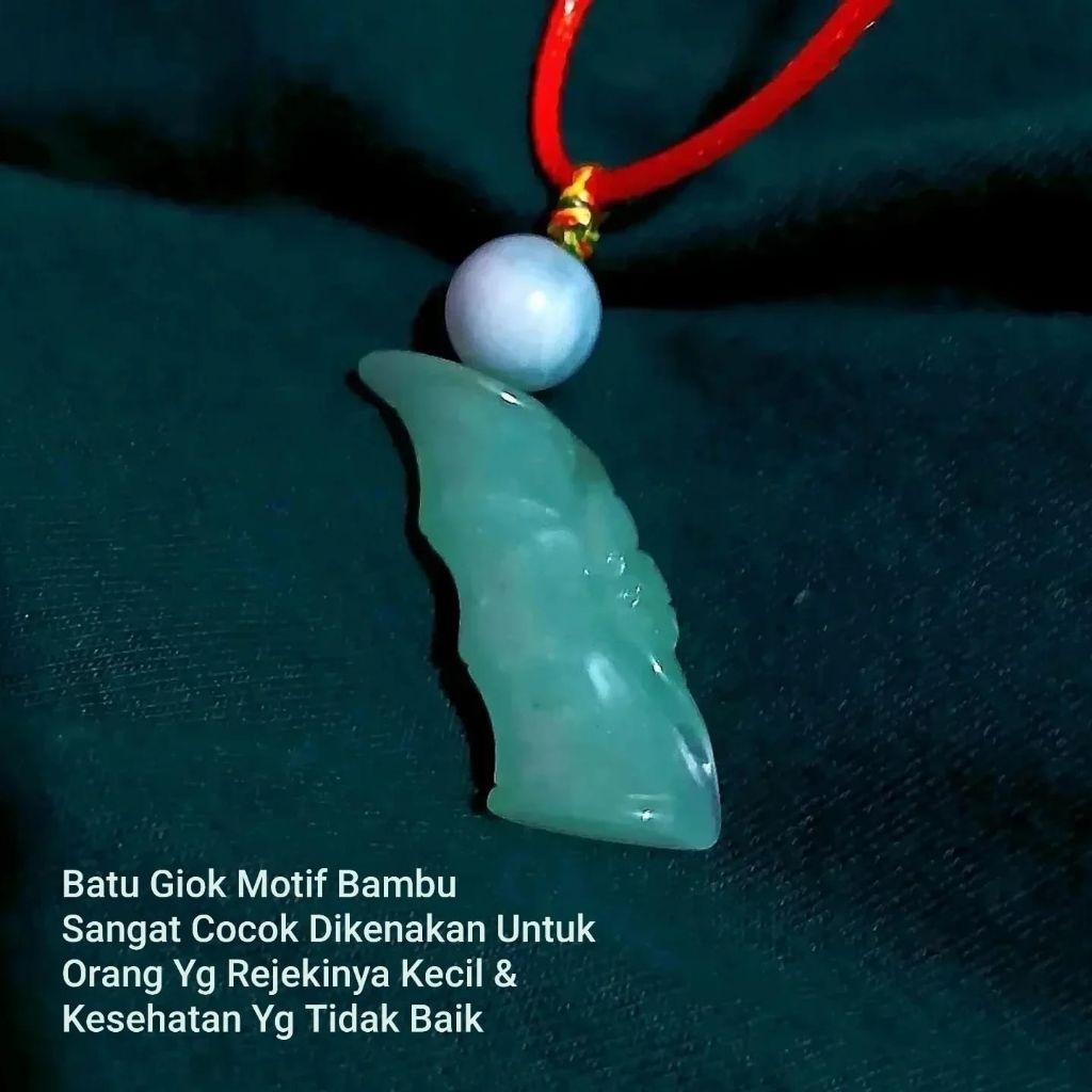 Liontin Batu Giok Asli Motif Bambu