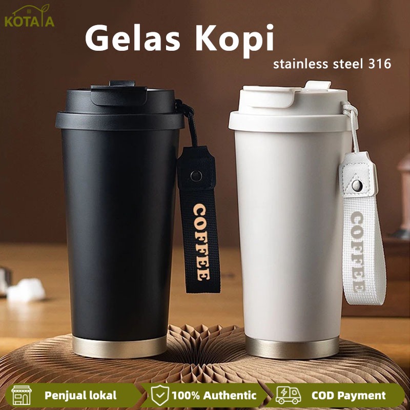 530ml Tumbler Kopi Kenangan Sedotan Keramik Liner Botol Minum Botol Stainless 316 Portable Tumbler A