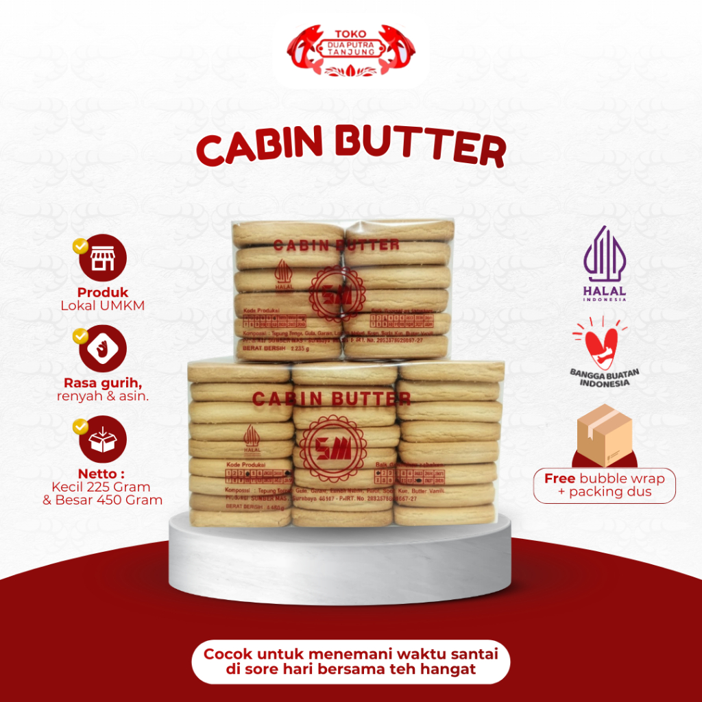 Dua Putra Tanjung SM Cabin Butter 450gr Cemilan Makanan Ringan Kue Kering Gabin Manis Gurih Renyah