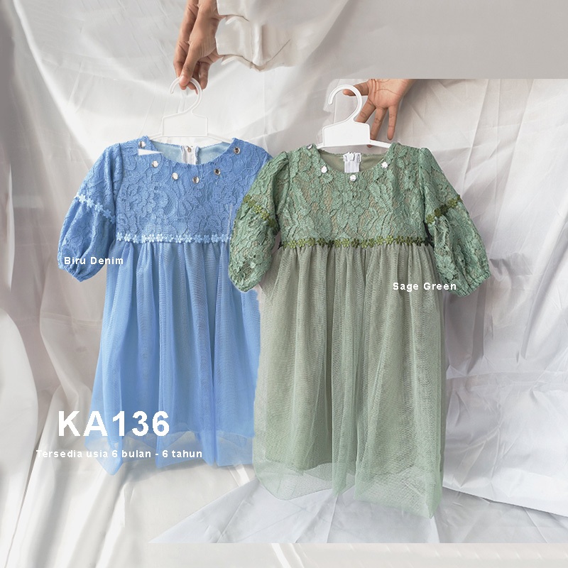 (BRS) Baju Muslim Anak Perempuan 3 4 Tahun Baju Lengan Panjang Muslimah Warna Putih BW Biru Denim Dr