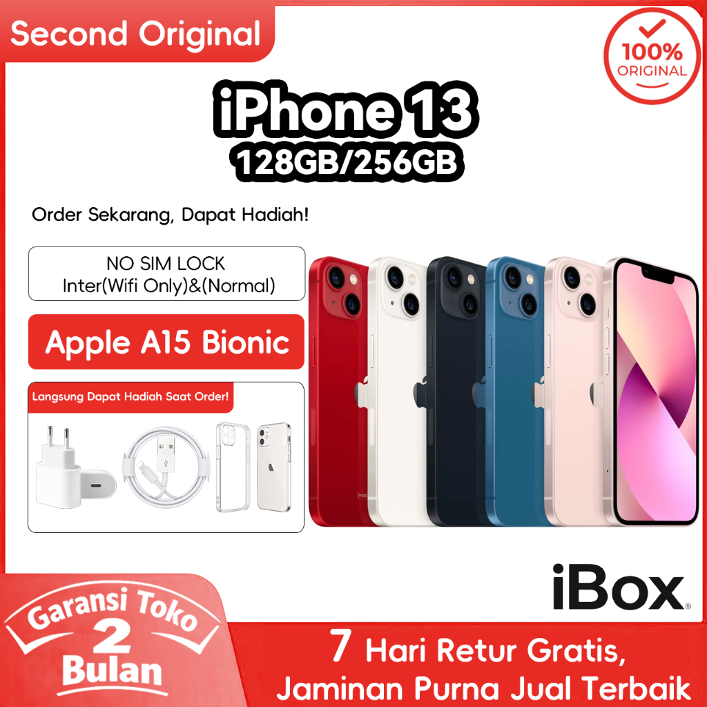 iPhone 13 Second Ex iBox Original 100% iP 13 /13 Mini 128GB 256GB Jaminan Sinyal Permanen Like New