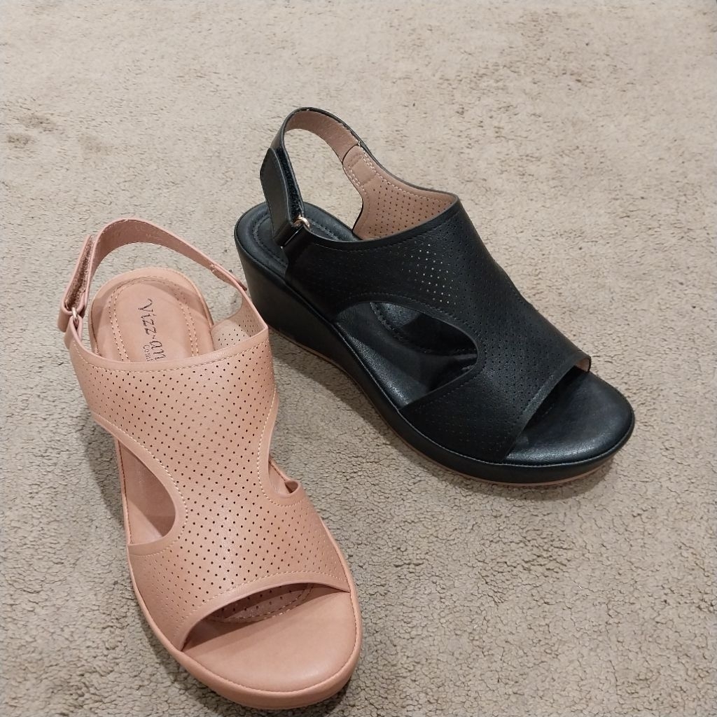 VIZZANO sandal tali wanita wedges 7cm ringan ori