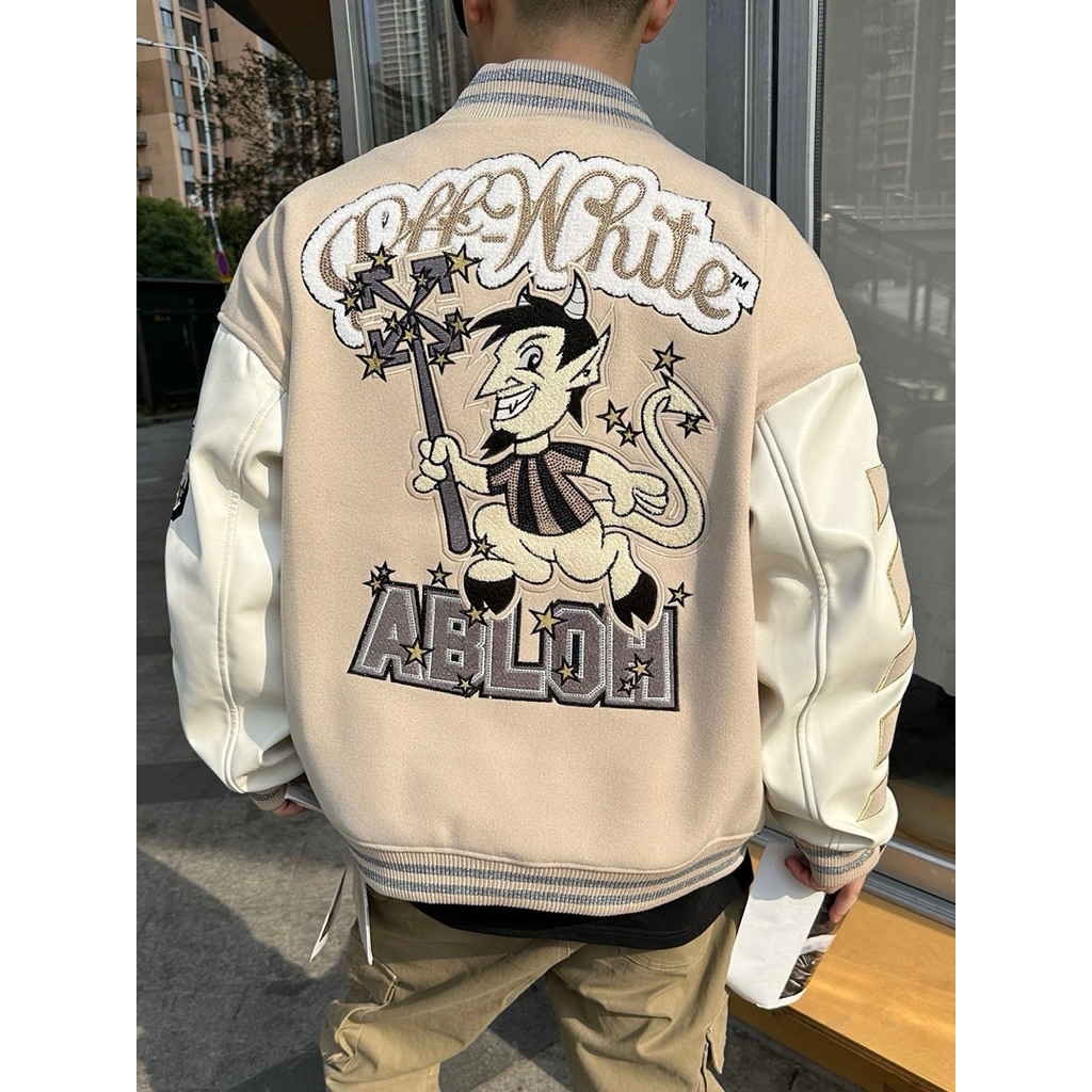 Jacket Varsity OFW AC Milan Football Cream White