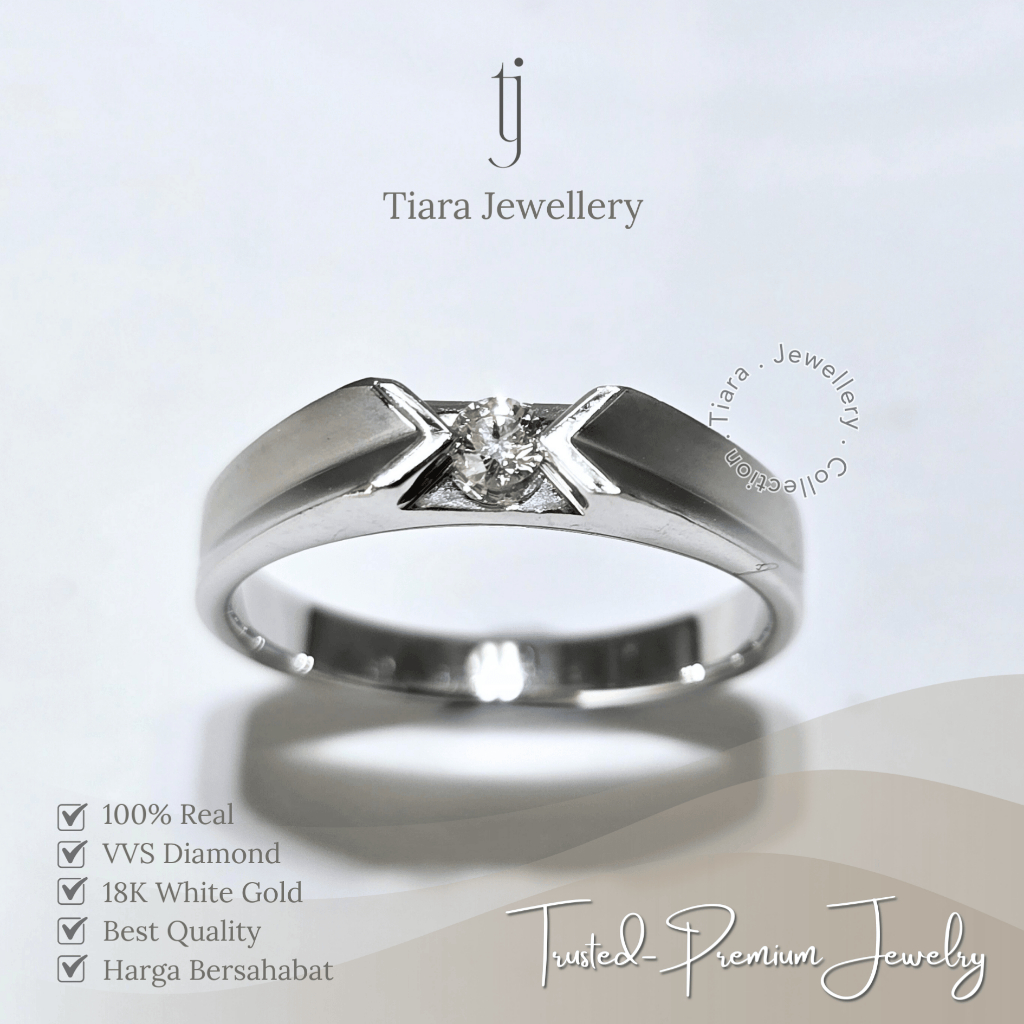 Tiara Jewellery - Simple Arrow Design VVS Diamond Ring 18K White Gold Proposal Wedding [WL105] / Cin
