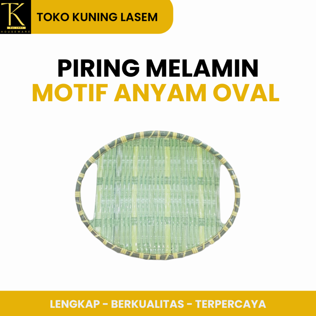 Piring PAV-10 Melamin Oval Motif Anyam Estetik / Piring Oval Melamin Motif Anyaman Singa Singi / Pir