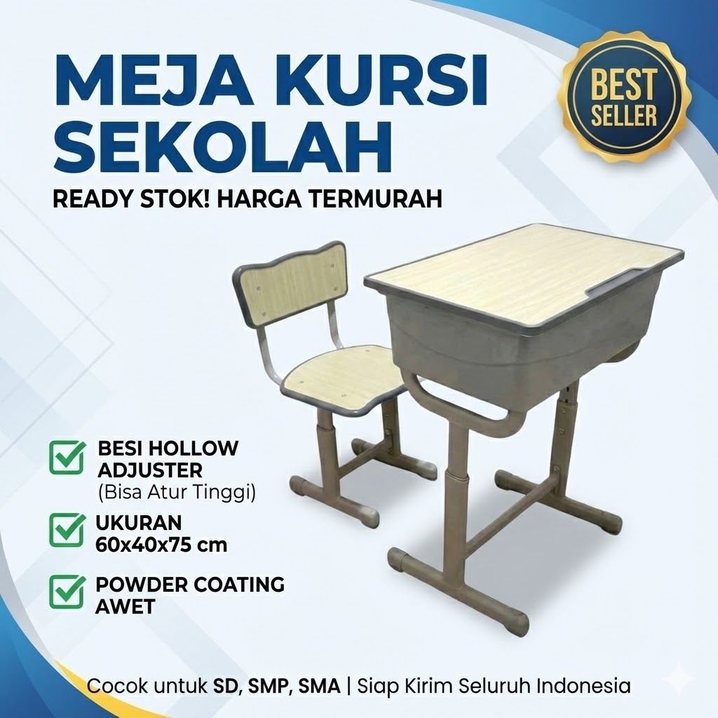 Set Meja Kursi Belajar / Sekolah Anak Rangka Besi / Meja Kursi Siswa