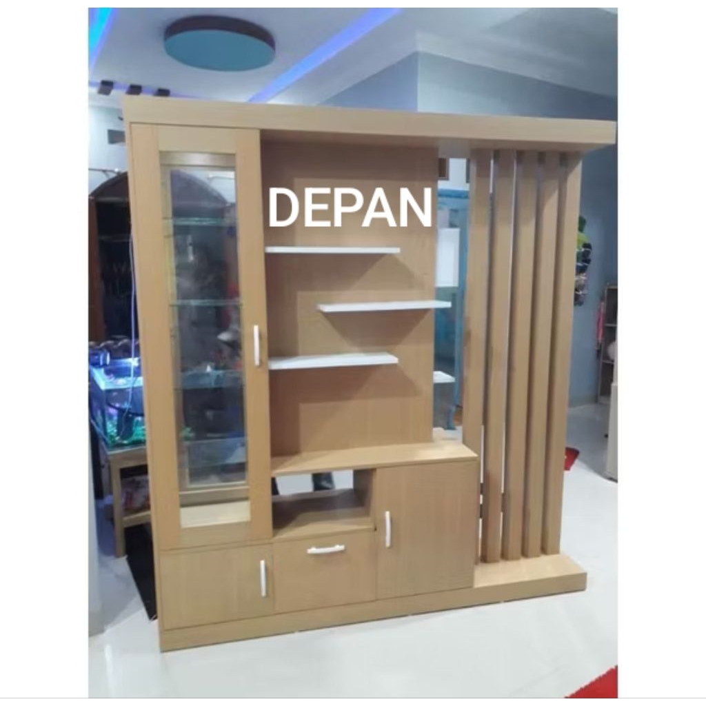 bufet partisi  2 muka kayu jati great A (TPK) solid/bufet penyekat ruangan jati/bufet tv jati great 