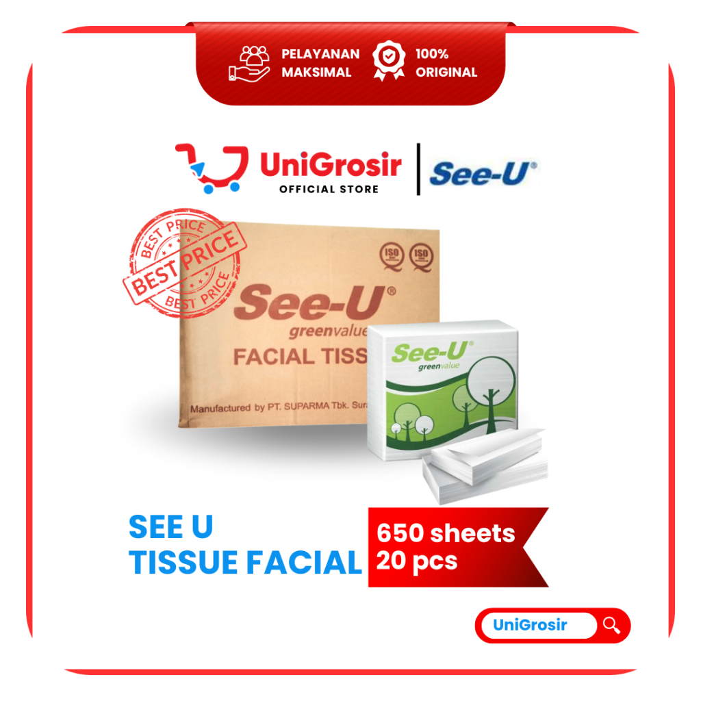[UniGrosir] SEE-U SEE U TISSUE FACIAL REFILL TISU WAJAH TANGAN DUS  ~ 650 sheets 20 pcs DUS